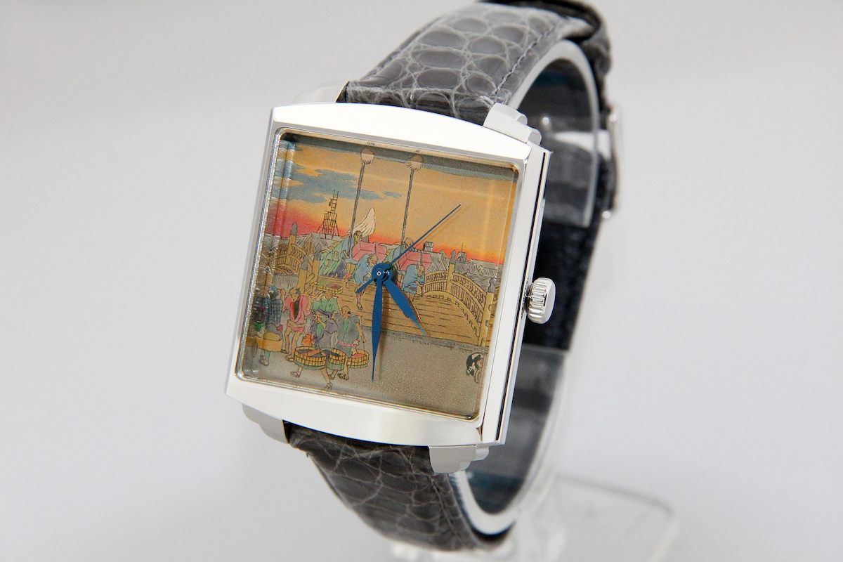 漆蒔絵時計「浄雅」広重写 描割蒔絵 日本橋