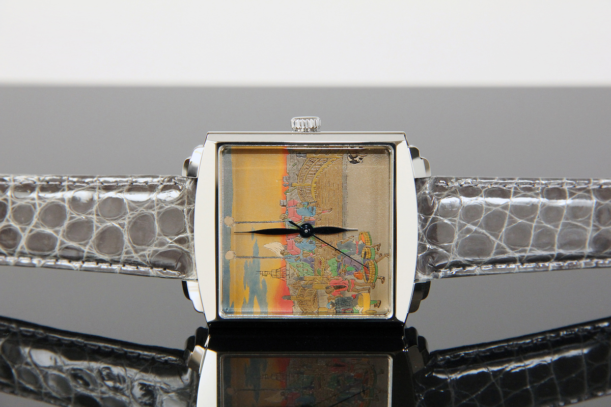 漆蒔絵時計「浄雅」広重写 描割蒔絵 日本橋