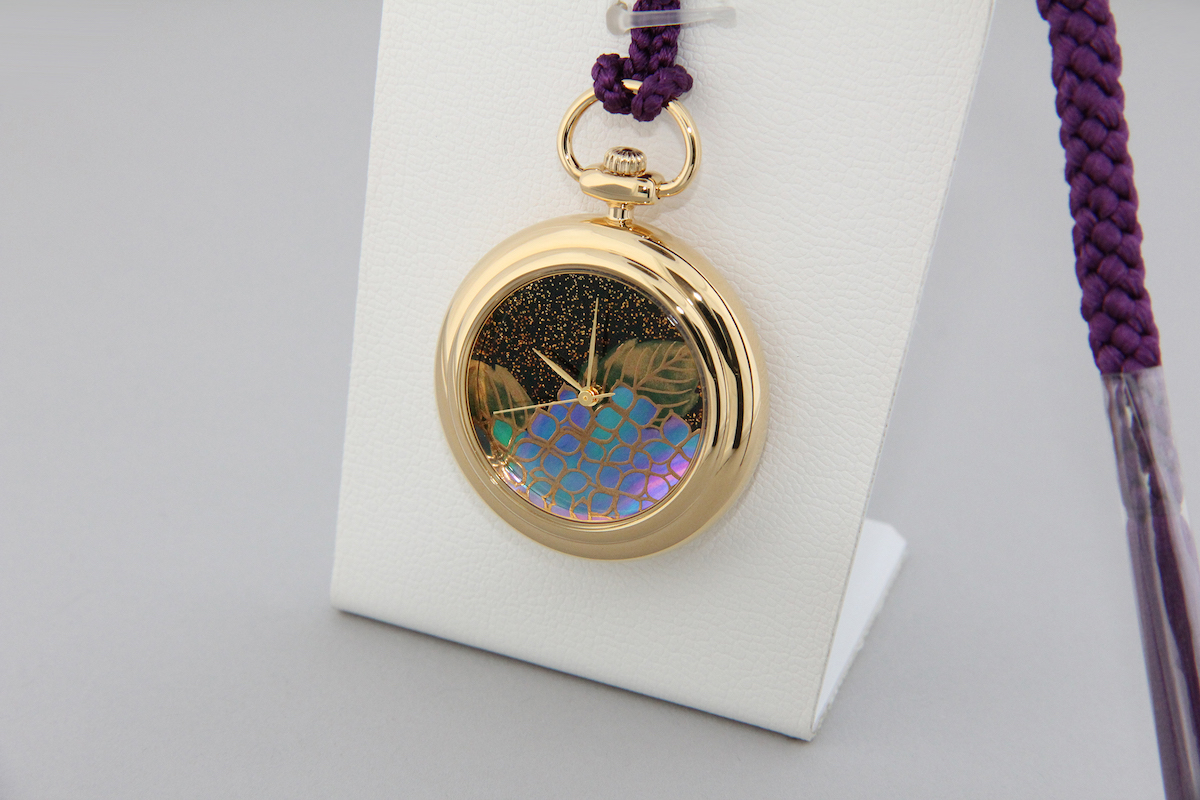 漆蒔絵時計「浄雅」紫陽花